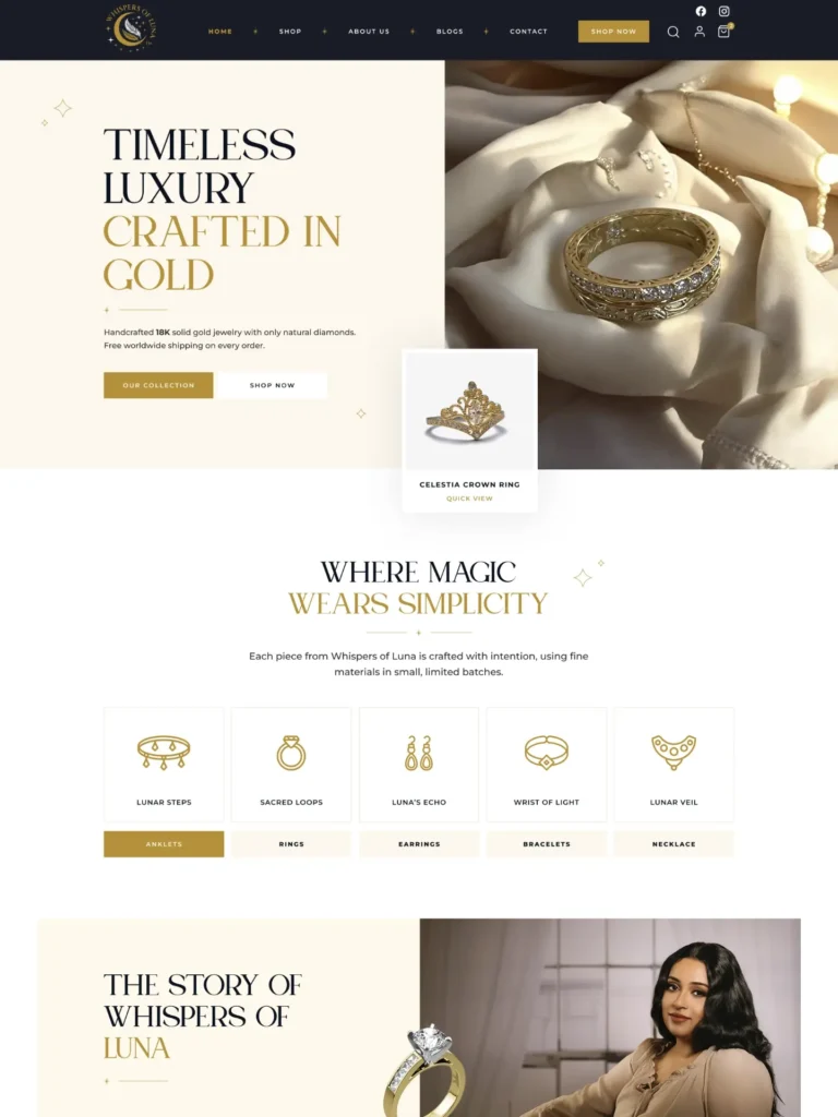 Whispers of Luna Jewelry eCommerce
