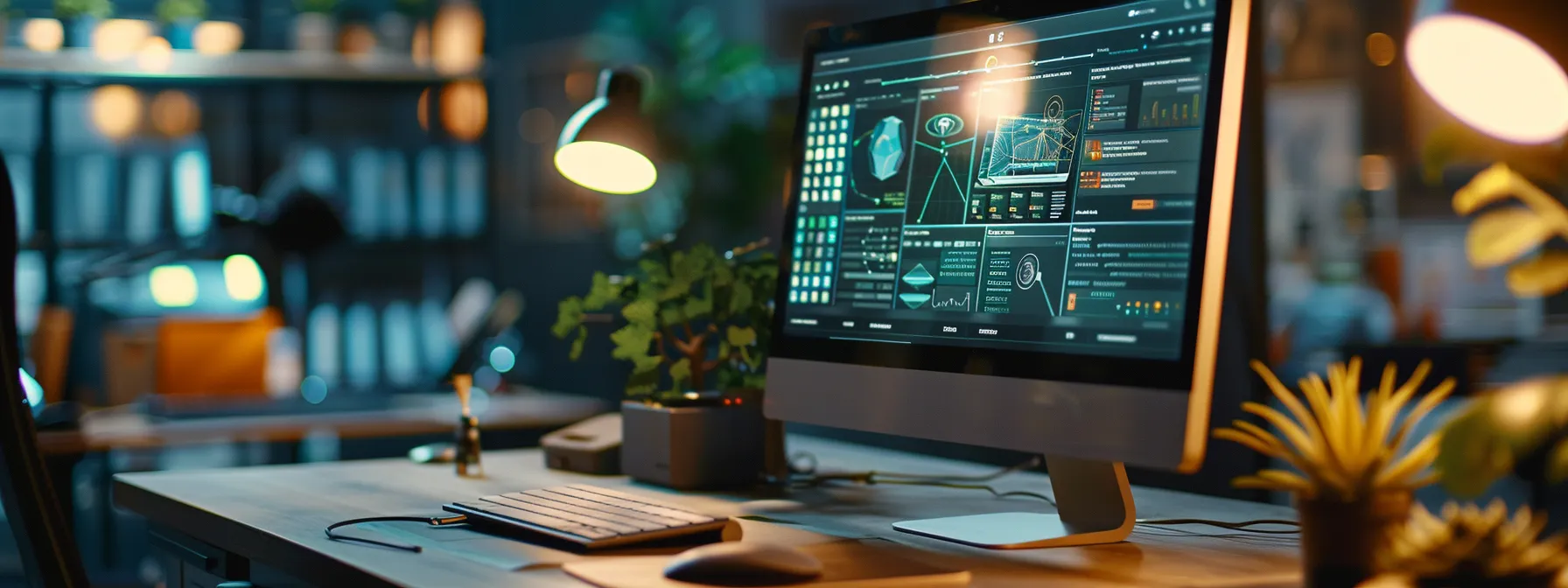 a sleek, futuristic website interface being designed on a sleek, modern computer screen.