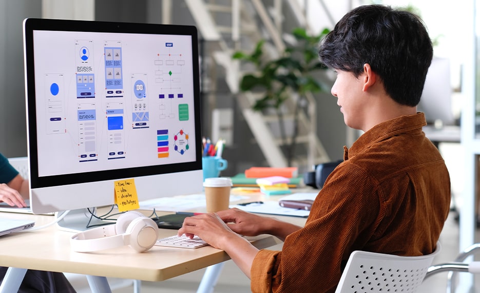 a web developer working on a website sitemap
